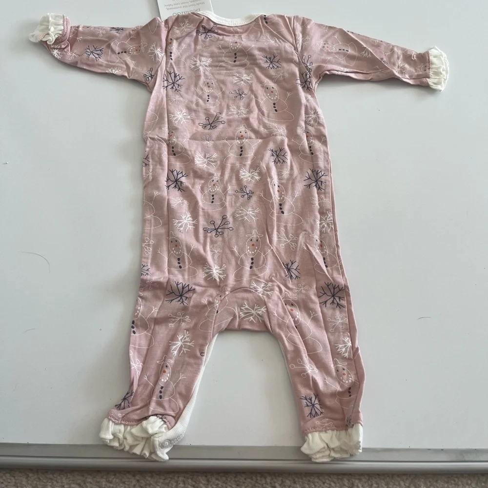 NWT Bestaroo Pink Baby Romper with Snowman Print